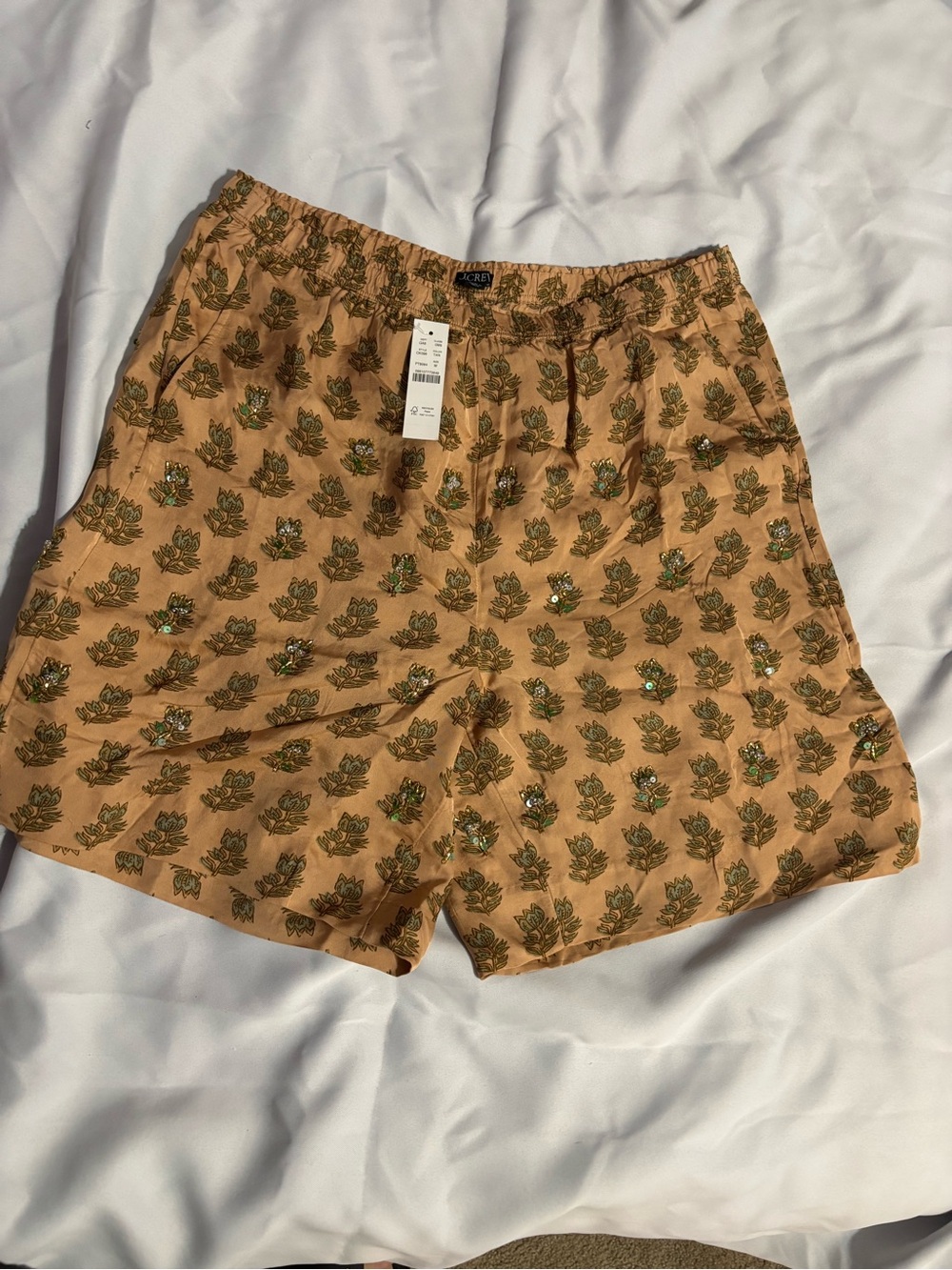 J. Crew Peach Floral Sequin-Embellished Shorts - Picture 2 of 6